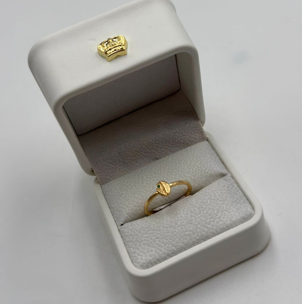 Anillo Dama Grano De Café Circón verde