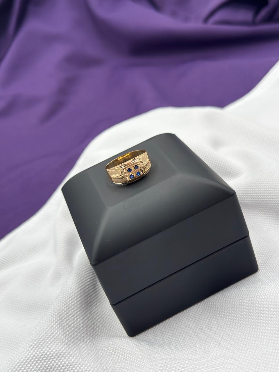 Anillo Circones Azules Cristos A Los Lados