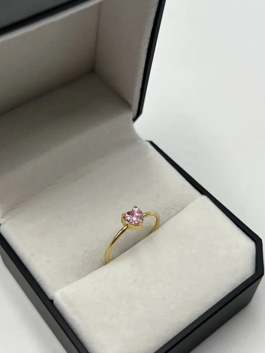 Anillo Dama Corazon Circón Rosado