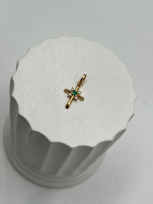 Dije Cruz Circon Verde