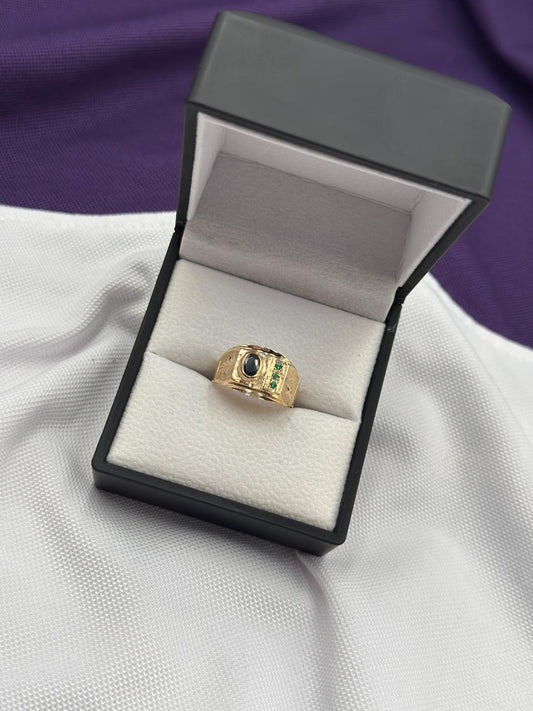 Anillo Tipo Sello Centro Circones Negro Y Verdes