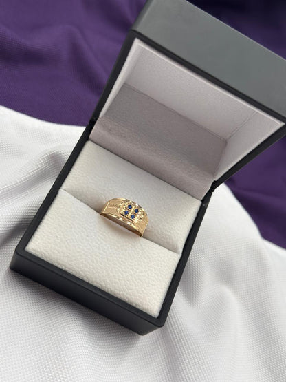 Anillo Circones Azules Cristos A Los Lados