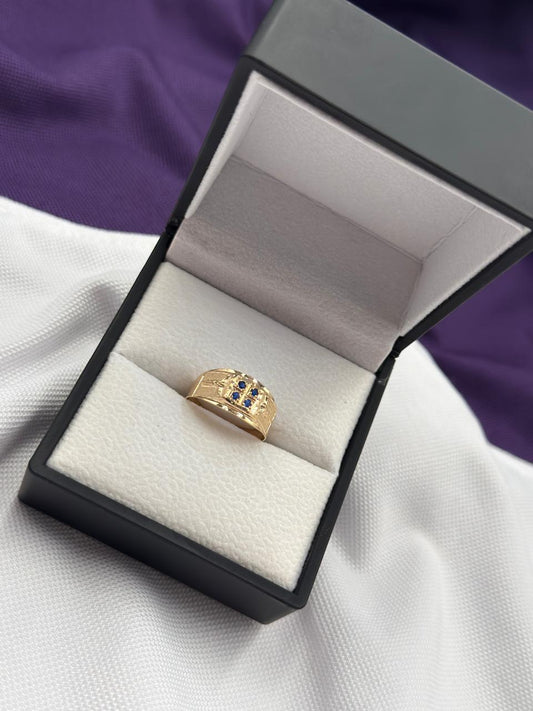 Anillo Circones Azules Cristos A Los Lados