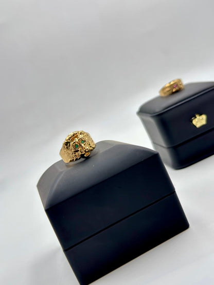 Anillo Leon Ojos Circones Verdes