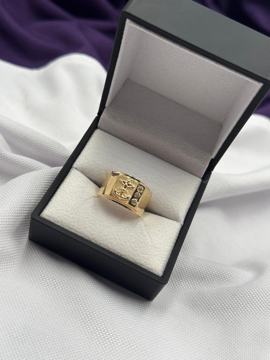 Anillo Ancla Cruz Circones Blancos