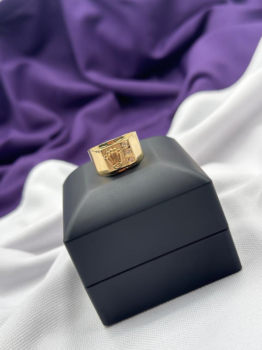 Anillo Tipo Sello Corona Circones Blancos