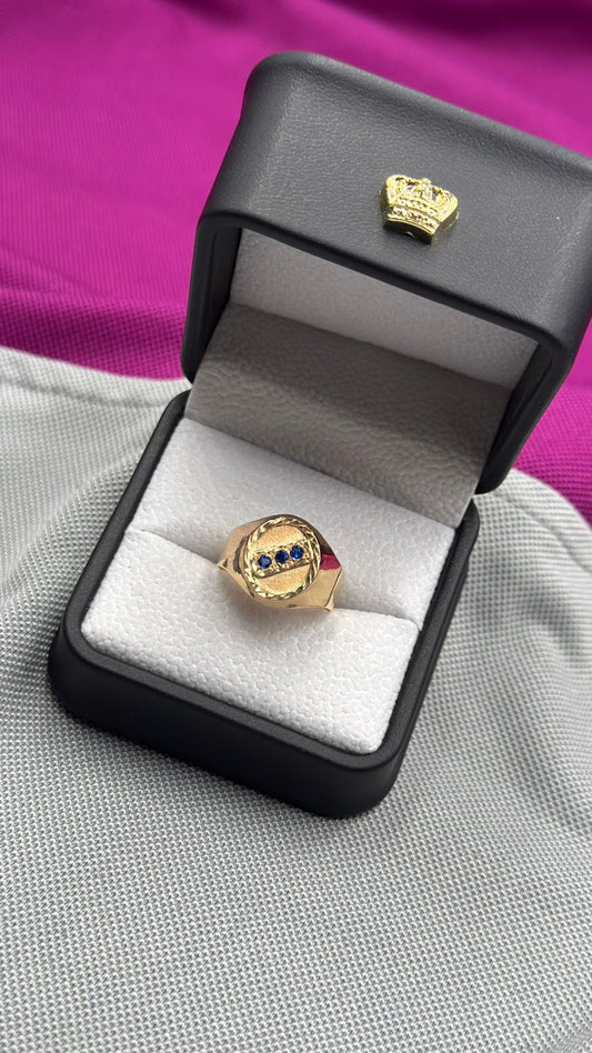 Anillo Tipo Sello Ovalado Circones Azules