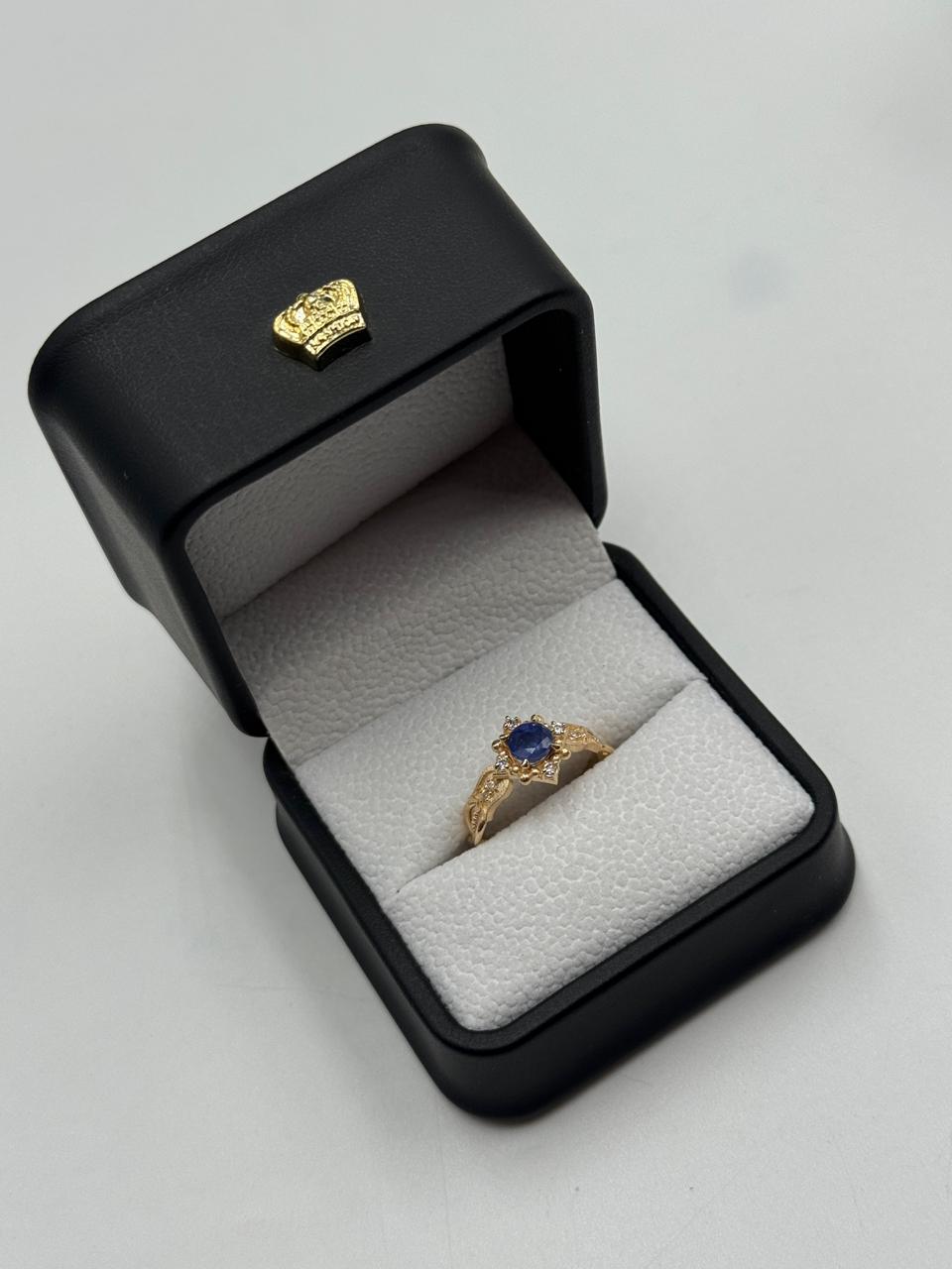 Anillo Solitario Zafiro Natural
