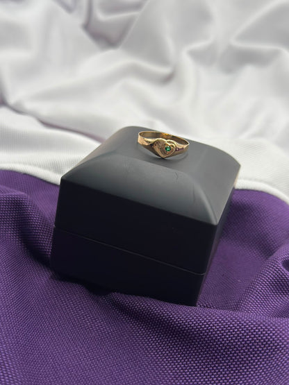 Anillo Corazon Circon Verde