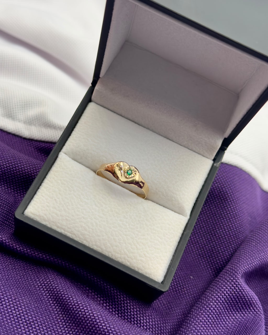 Anillo Corazon Circon Verde