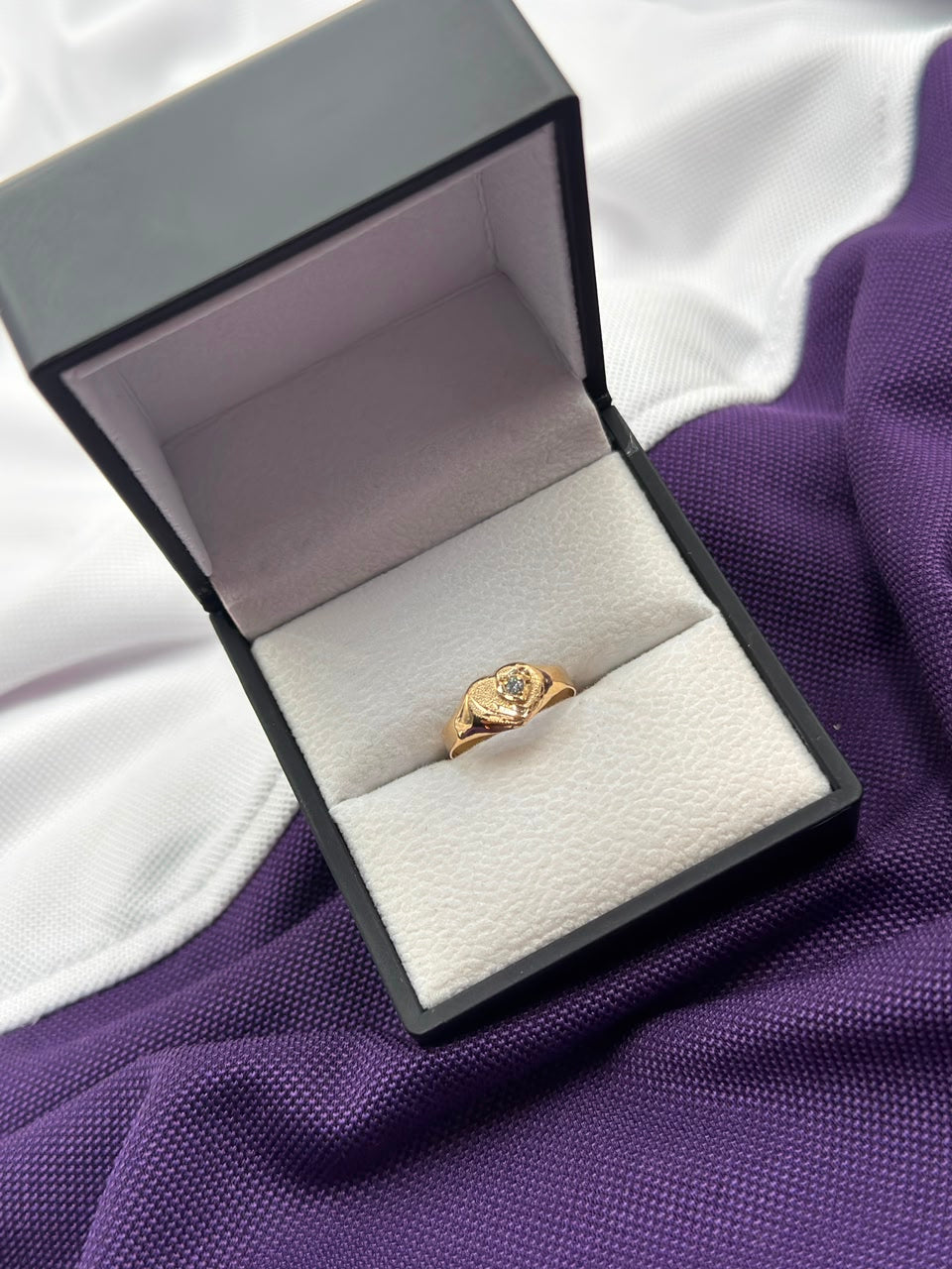 Anillo Corazon Circon Blanco