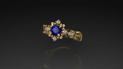Anillo Solitario Zafiro Natural