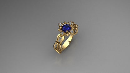 Anillo Solitario Zafiro Natural