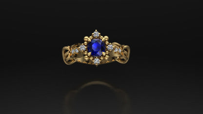 Anillo Solitario Zafiro Natural